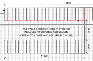 Layout plan of two tier bike racks